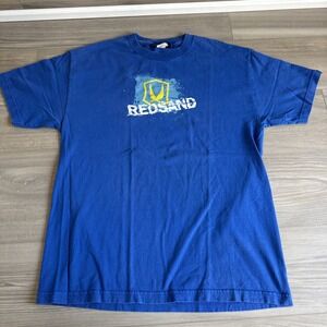 REDSAND VINTAGE MENS LARGE CLASSIC‎ SURFING LOGO T-SHIRT BLUE FITS MED Made USA